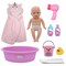 Little Darlings: Wash N' Play Baby Set - 12" Doll, Pink & Purple - 7pc Bath Care Toy Accessories, Unicorn Cover-Up Blanket, Hard Body, Kids-Toddler 2+